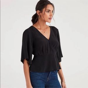 7 for all mankind silk blouse black tied at the waist
